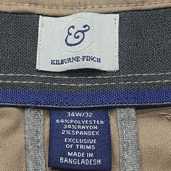 Kilburne‎ Finch Pants Mens 34x32 Khaki Straight Fit Comfort Waistband Stretch - Picture 5 of 8